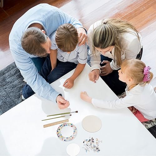 Miniatura 5 de WEBEEDY Juego de 2 espejos circulares de mosaico, kit de manualidades de mosaico para adultos, kit de espejo redondo de cristal (sin pegamento ni