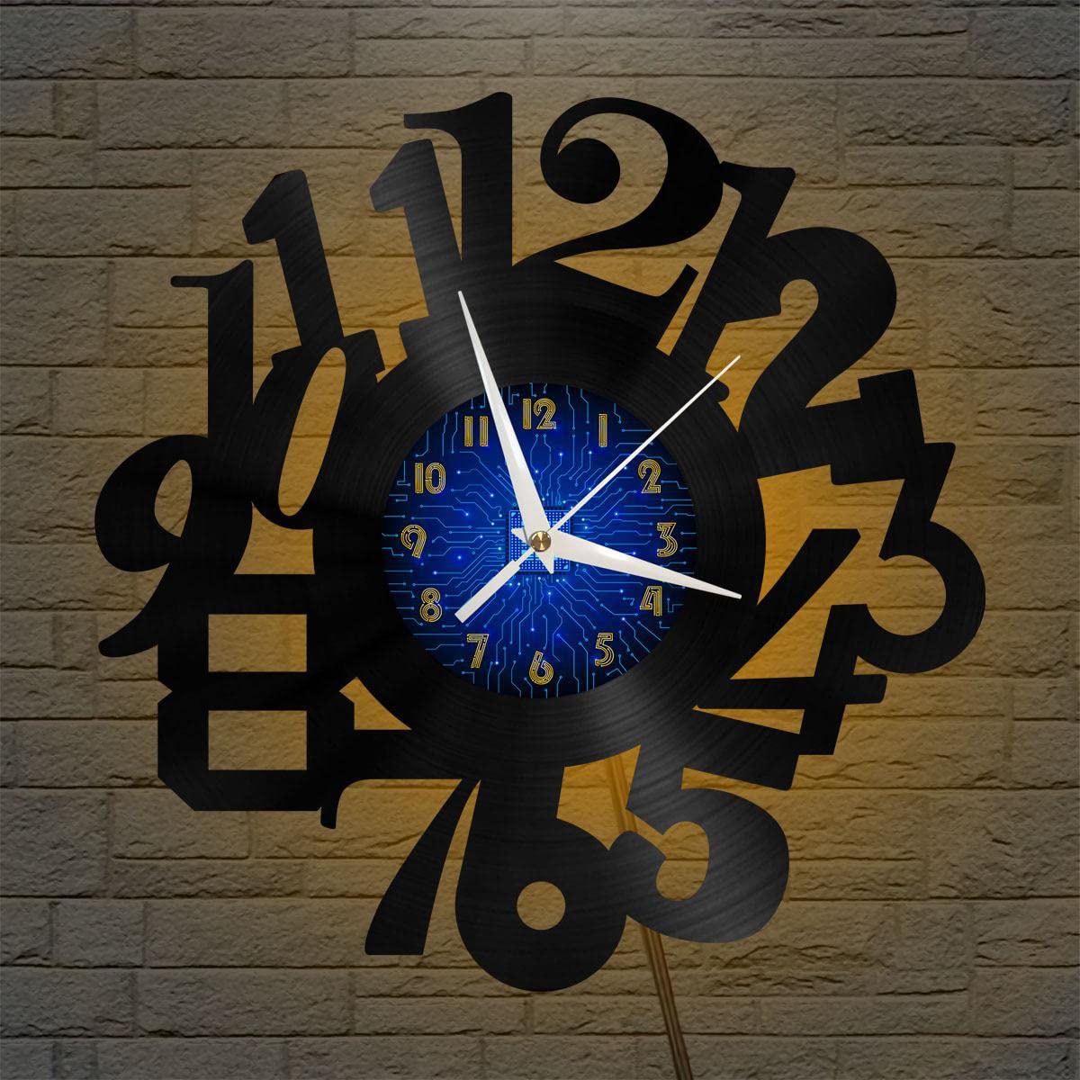 Horloge murale en vinyle 12 pouces B avec LED décorative salon