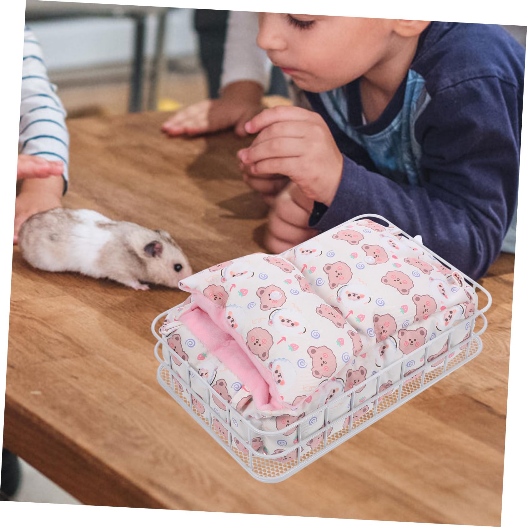 HANABASS Hamster Schlafhängematte aus Metall und Baumwolle Dicke Konstruktion für Kleine Haustiere Warmes und Bequemes Bett für Käfig und Winter