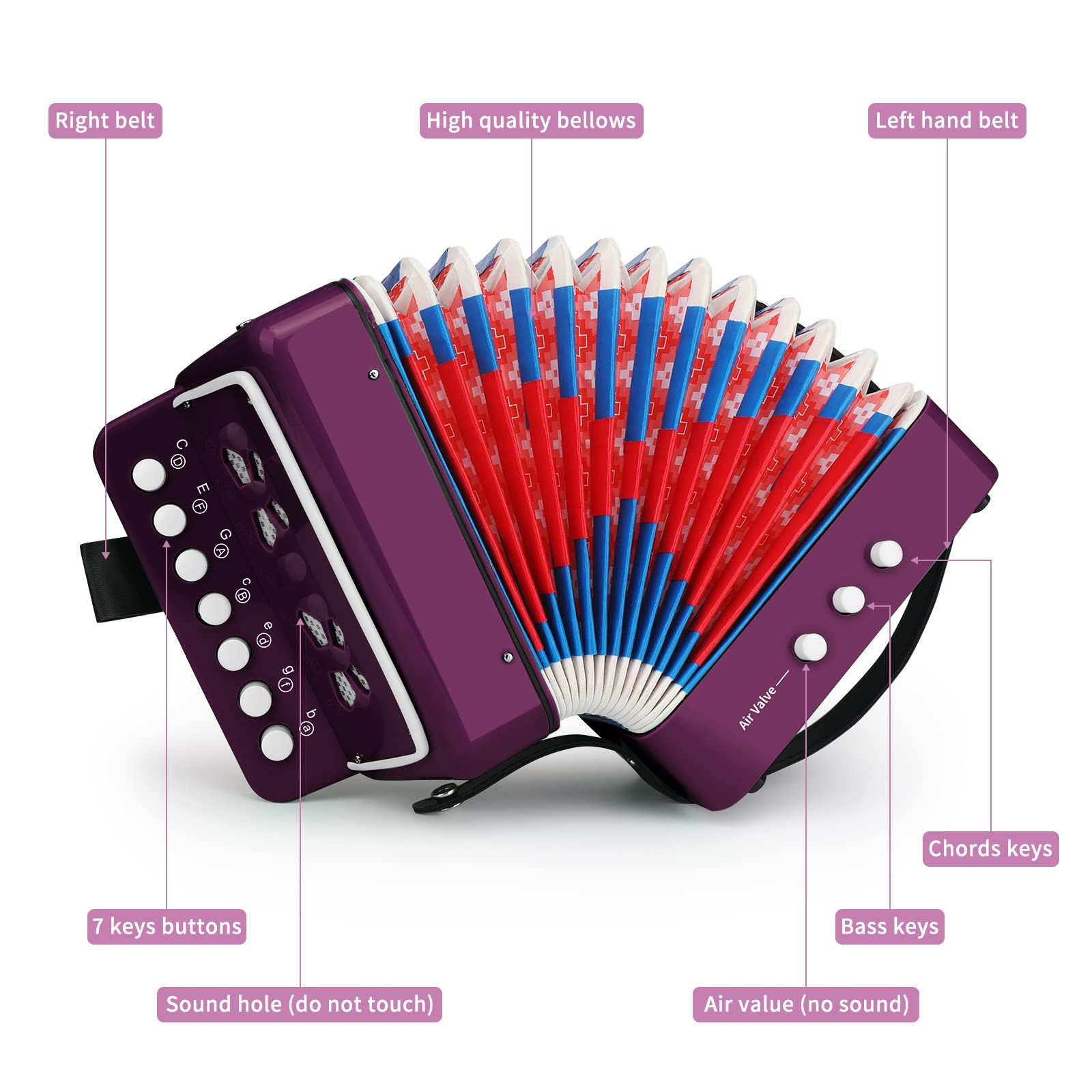 Button Accordion 10 Keys Control Accordion Include Air Valve Easy To