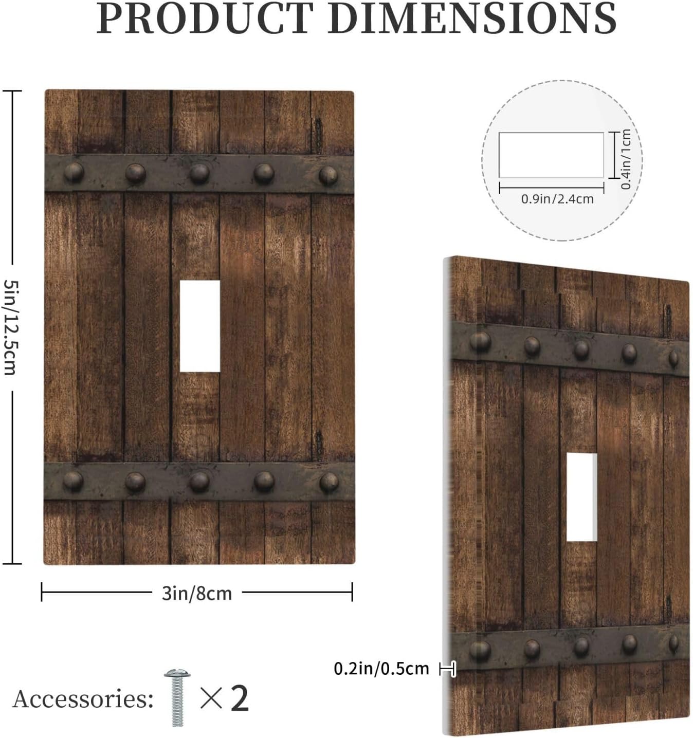Rustic Brown Wood Barn Door Farmhouse Light Switch Cover Plate Single Toggle 1 Gang Wall Plate Country Decorative Electrical Faceplate for Kitchen Home Decor Accessories 5" x 3"