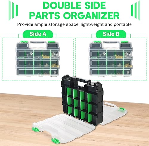 Miniatura 3 de Organizador de piezas pequeñas  Caja de almacenamiento para herramientas, caja de herramientas con 34 compartimentos, caja organizadora de doble