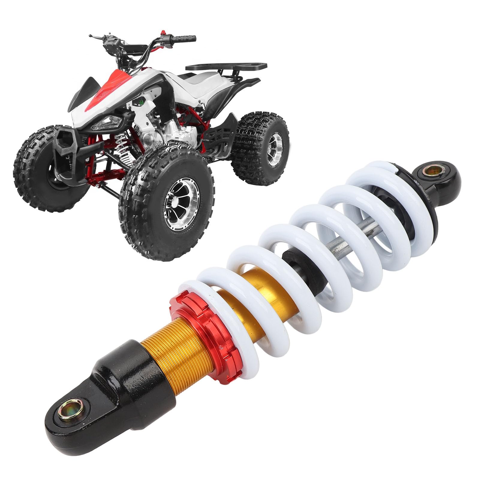 Amortisseur de Moto Robuste de 260 Mm avec Ressort de 11 Mm de Diamètre pour un Amortissement Réglable, Ajustement Universel pour 50 à 150 Motos Tout-terrain, VTT, Quads, Karts