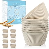 Vista 64 de Wrova Wheat Straw Bowl Sets of 8,Unbreakable Cereal Bowl 26 OZ,Microwave and Dishwasher Safe Bowls,Bowl Sets suitable for Cereal,Salad,Snack and