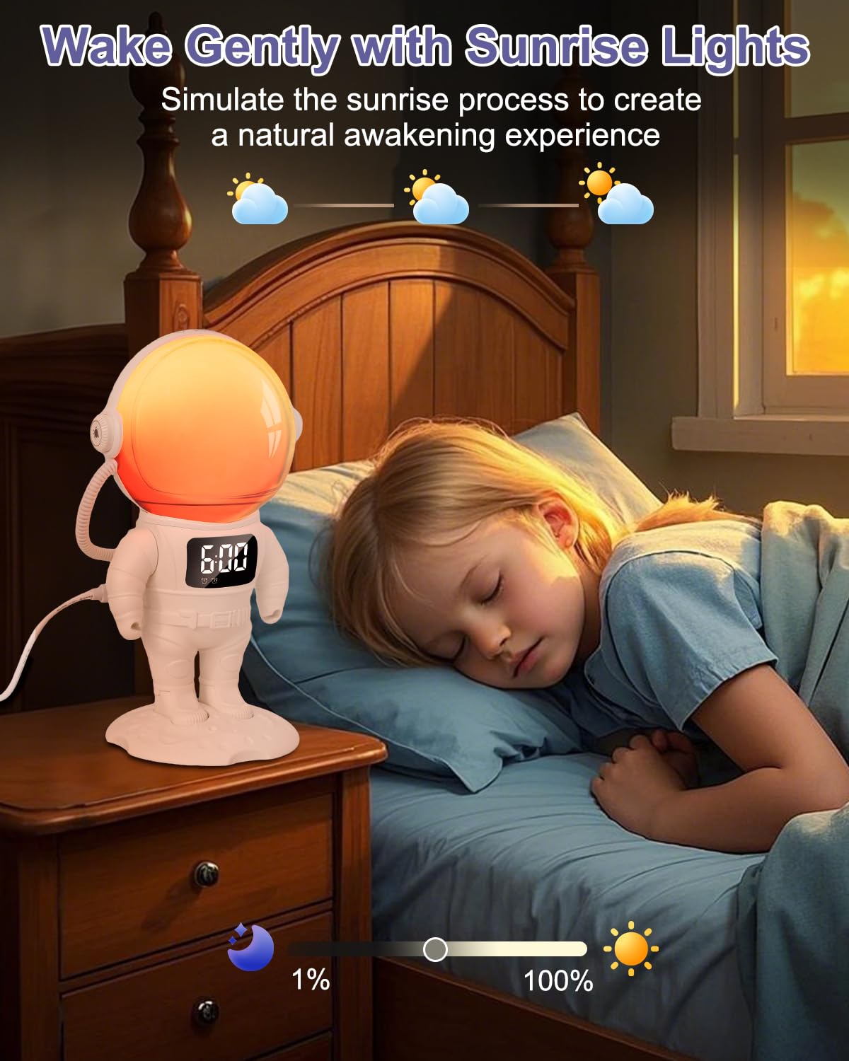 Tageslichtwecker, Lichtwecker Sonnenaufgang Wecker mit 21 Weißes Rauschen, Smart Bluetooth Lautsprecher, Dual Alarm, Timing-Funktion, 16 Volltonfarben & 6 Farbige Licht für Erwachsene & Kinder