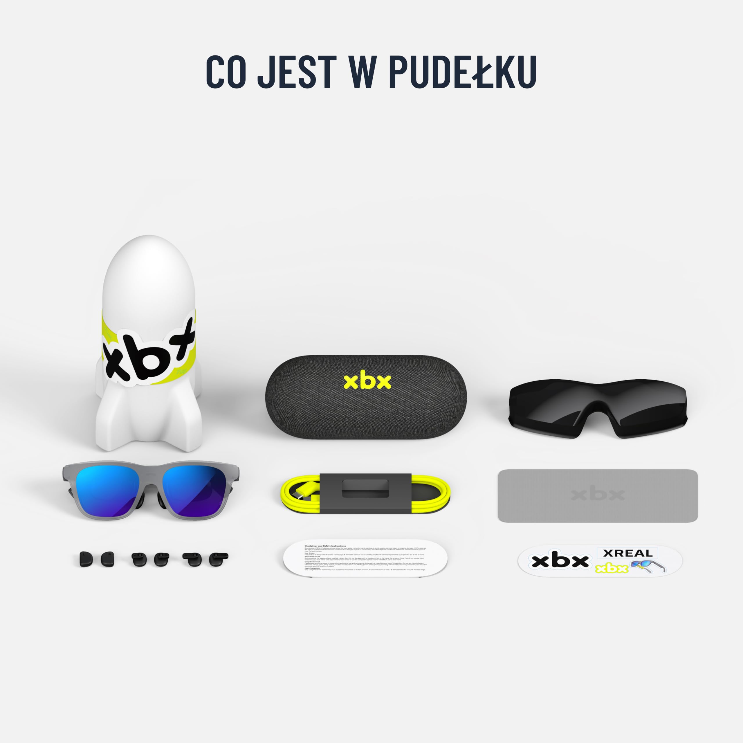 xbx a01+ AR Okulary od XREAL, Ultralekkie 62 g, Przenośny Duży Ekran 147” do Filmów i Gier, Jasny HDR10 o Jasności 1600 nitów, USB-C DP dla iPhone, iPad, Android, Steam Deck, ROG i PC | Ultralekki 62 g, jasny 1600-nitowy HDR10, USB-C DP dla iPhone'a, iPad