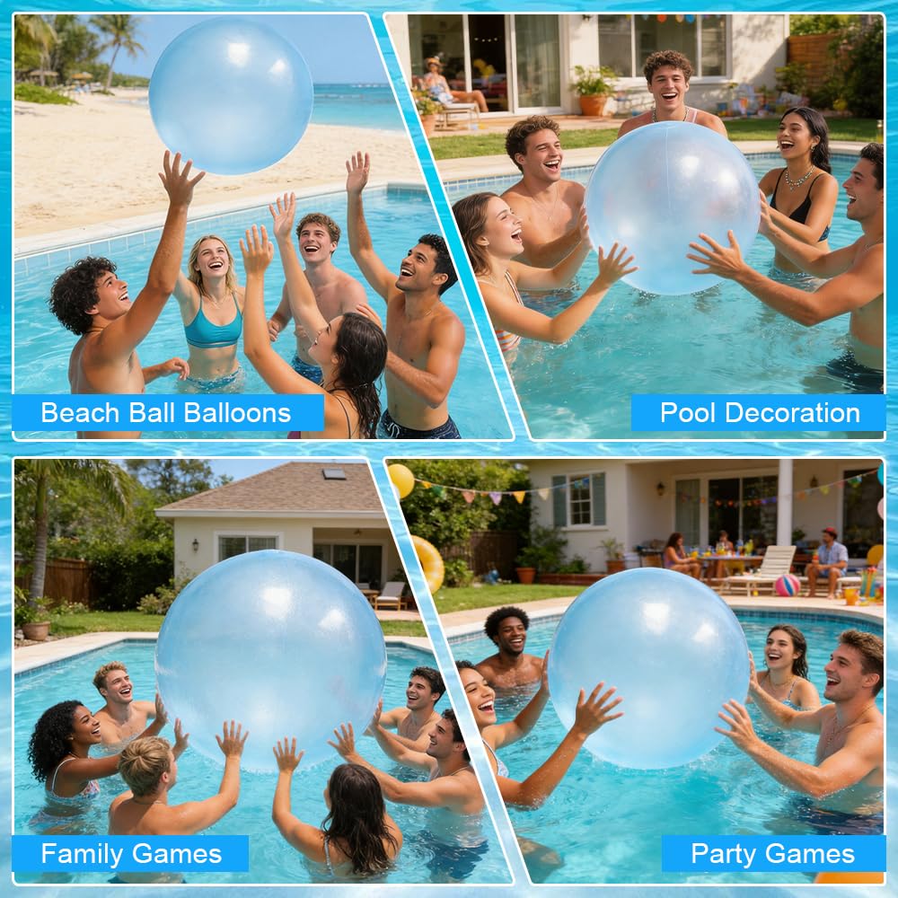 Bulle Gonflable Géante, 120cm XXL Bumper Ball, Géants en TPR Ballon Gonflable Géant pour Adultes, Grande Ballon Transparent pour Une Fête en Plein Air avec Ballons de Plage (Bleu)
