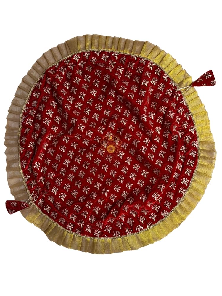 Classic Red Shaneel Potli Bag | Elegant Velvet Fabric Godh Potli for Wedding, Festivals & Bridal Gifting