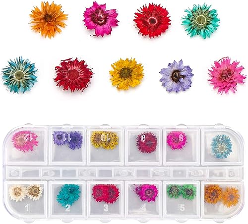 Miniatura 2 de Gartful 4 cajas de flores secas para resina, 48 estilos de flores naturales 3D apliques suministros de manualidades, rellenos de resina epoxi para