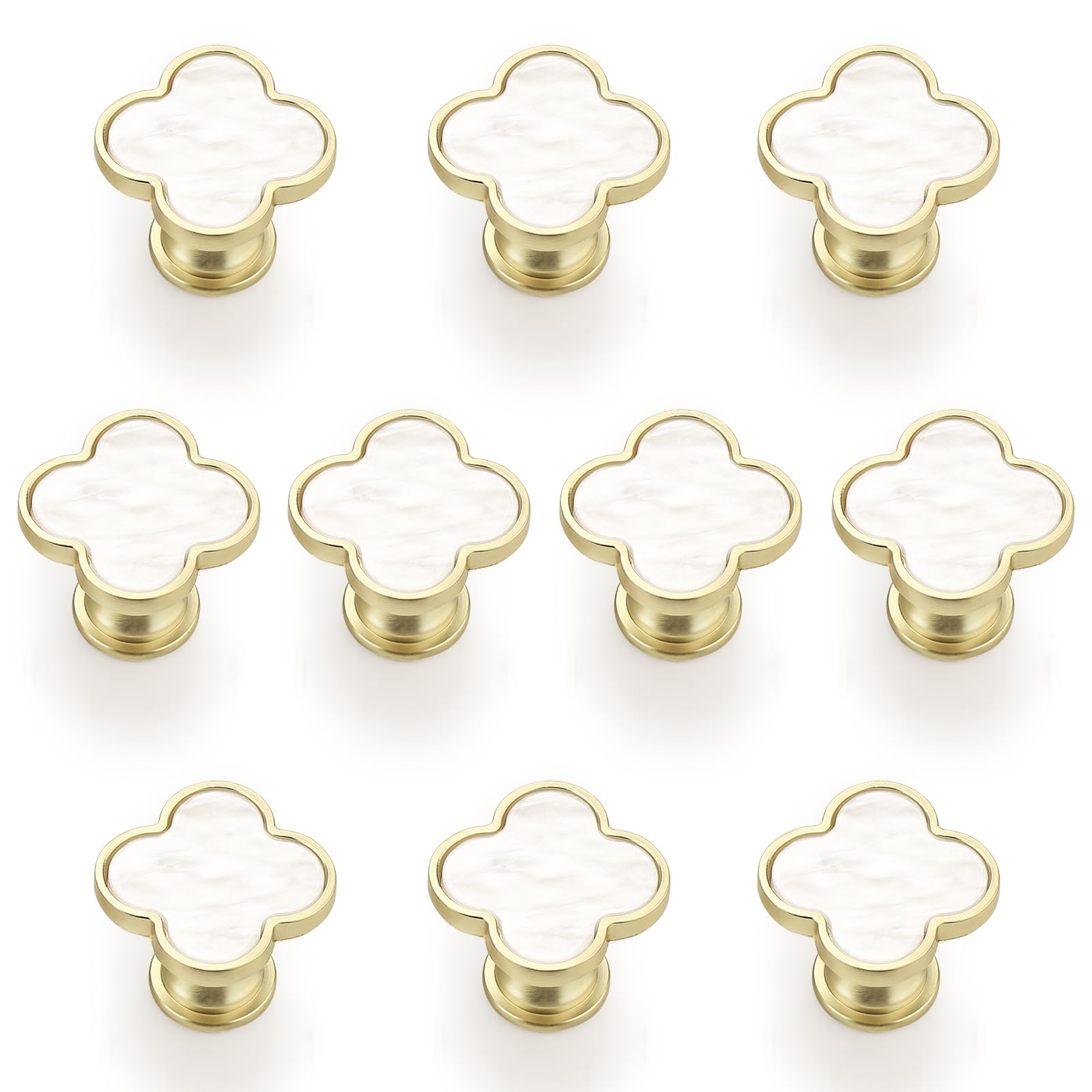 Elegant Gold & White Dresser Knobs - 6 Pack -7 Elegant Gold & White Dresser Knobs - 6 Pack -7