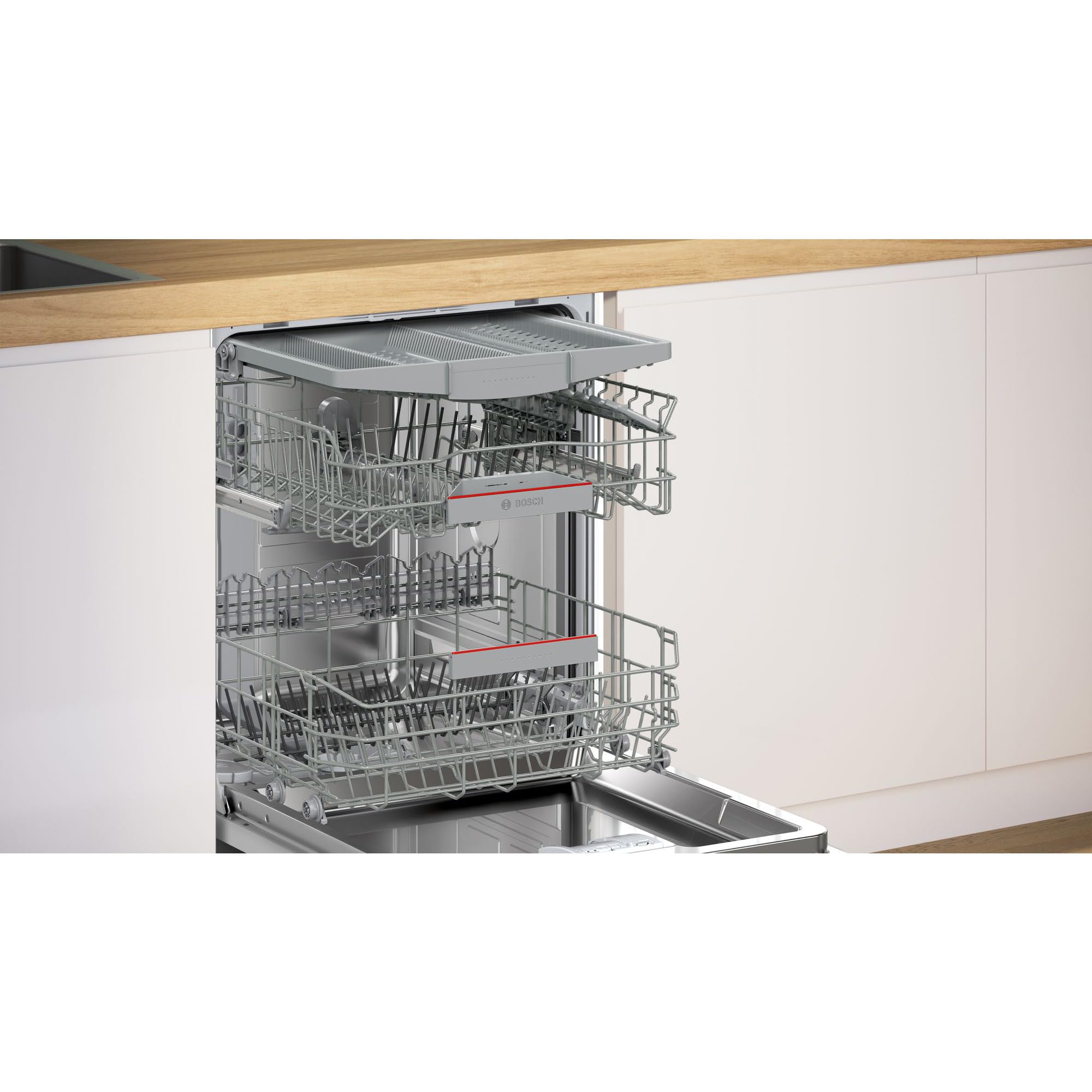 Bosch SMH4ECX28E, serie 4, lavastoviglie intelligente completamente integrata 60 cm, cassetto portaposate, lavastoviglie Made in Germany, cerniera Vario, particolarmente silenziosa, SpeedPerfect+,