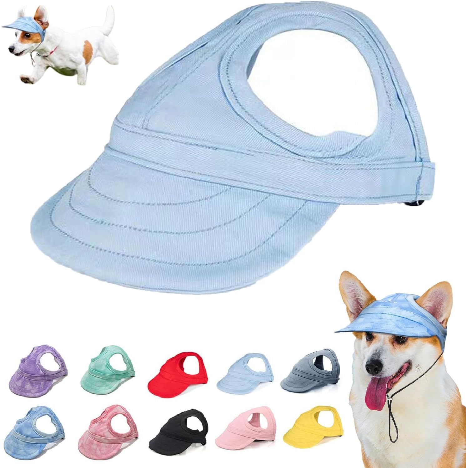 LXCJZY Outdoor Sun Protection Hood for Dogs,Adjustable Dog Sun Protection Baseball Hat Cap, Pet Baseball Cap Outdoor Sports Sun Hat with Ear Holes (H, XL)