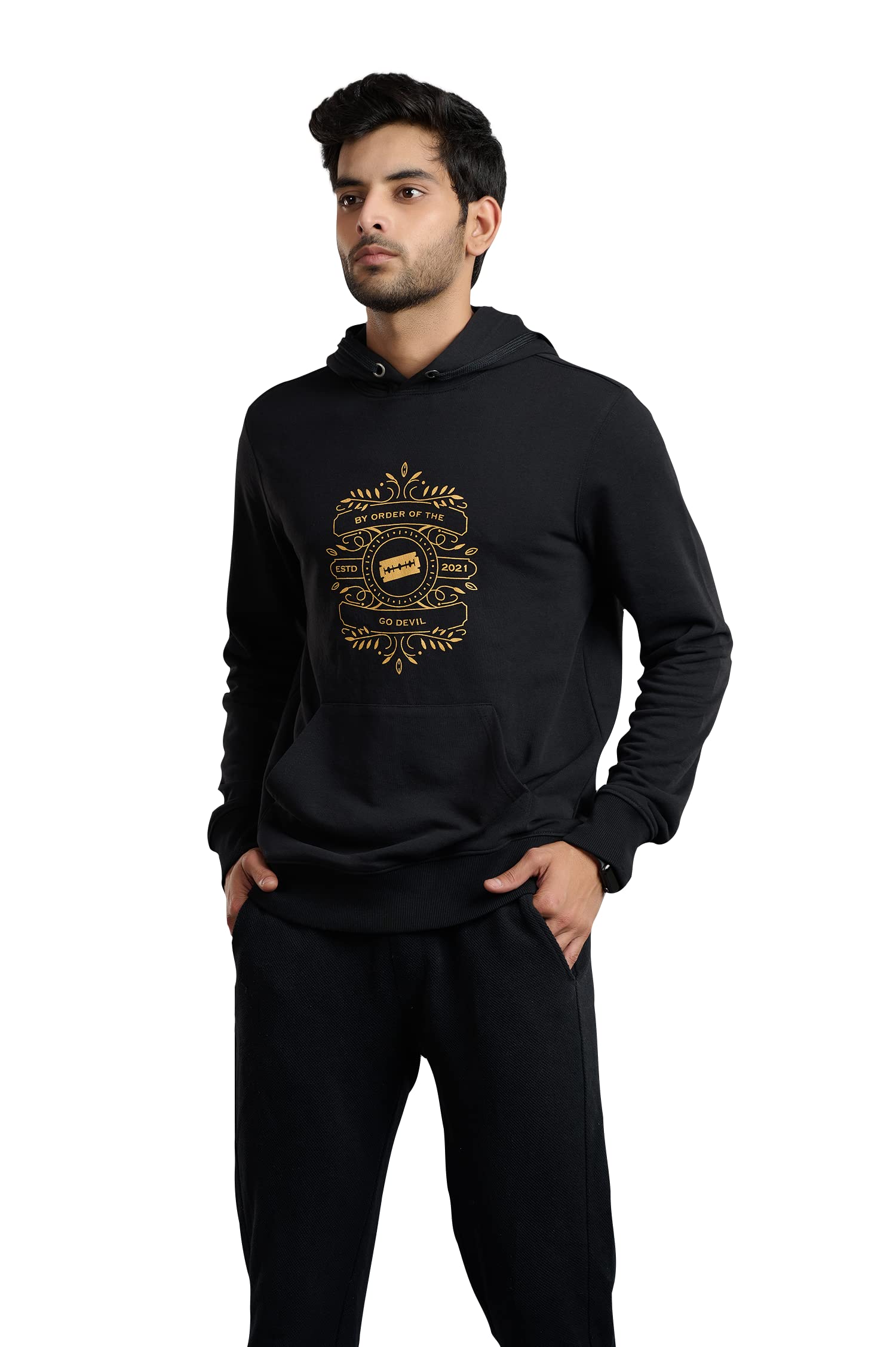 Go DevilRegular Fit 100% Cotton Full Sleeves Winter Wear Stylish Trendy Printed Hoodies Sweatshirt for Men/Boys with Pockets for Everyday Use