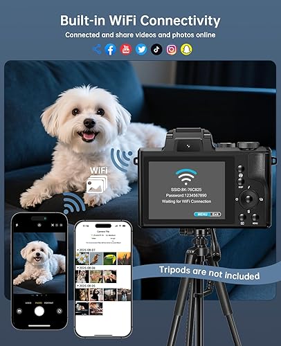 Miniatura 5 de Cámaras digitales 8K para fotografía enfoque automático 88MP WiFi Profesional 16X Zoom digital Cámara de fotografía con doble lente para YouTube con