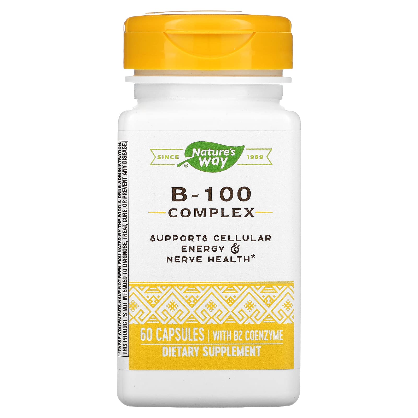 Nature's Way B-100 Complex, Supports Cellular Energy and Nerve Health*, 8 B-Vitamins, 60 Capsules