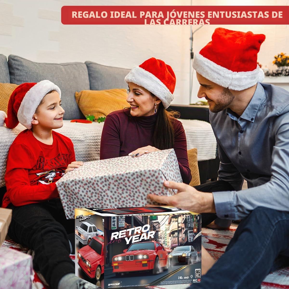 Coche de deriva a control remoto para niños y adultos, escala 1:16, 2.4 GHz, 4WD, auto de carreras RTR de alta velocidad, 30 km/h, con luces LED, control remoto, juguete deportivo, regalos para