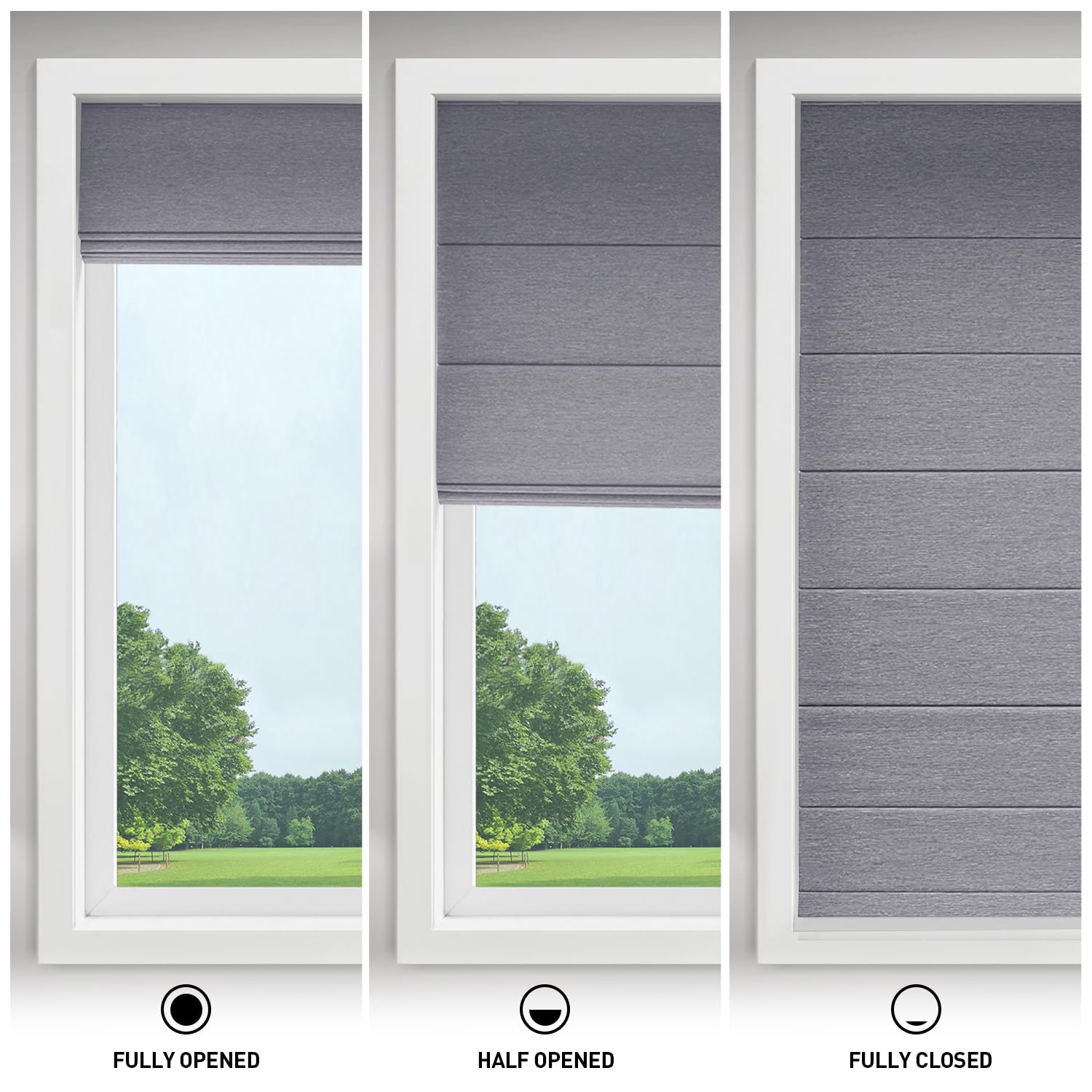 Zshine No Drill Custom Cordless Roman Shades for Indoor Windows Full Blackout 82150C