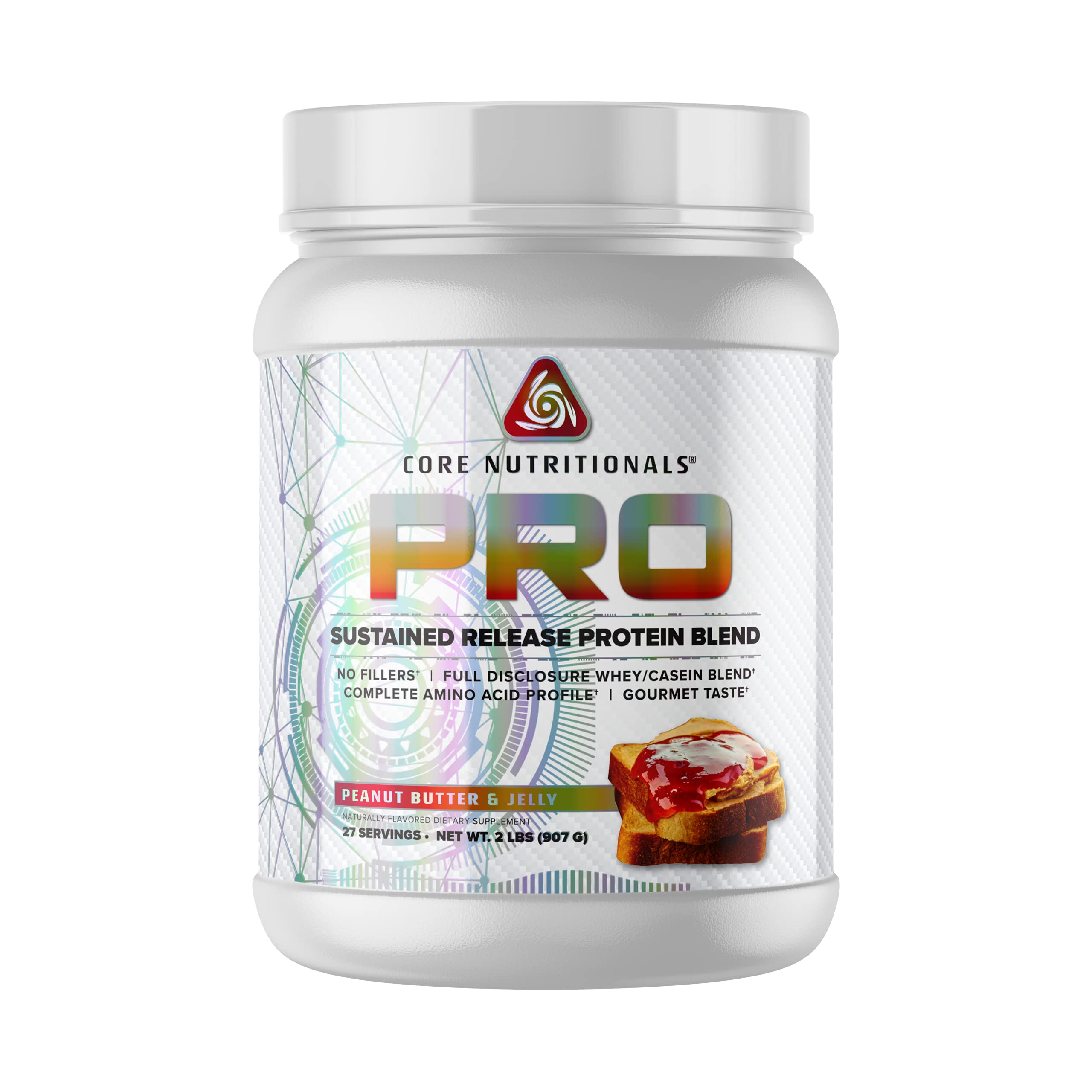 Core NutritionalsPro Sustained Release Protein Blend, Digestive Enzyme Blend, 25G Protein, Low Carb, 27 Servings (Peanut Butter and Jelly)