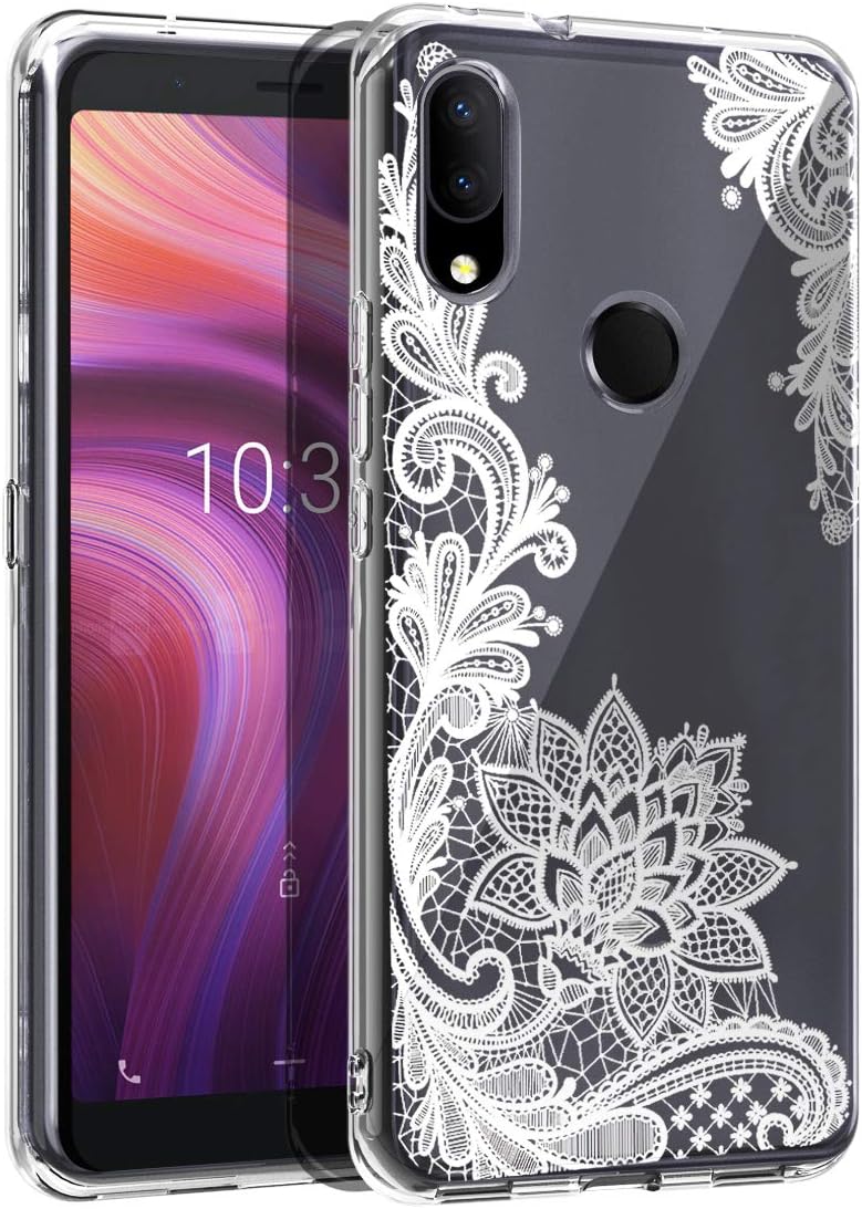 Osophter for Alcatel 3V 2019 Case,Alcate 5032W Case Flower Floral for Girls Women Shock-Absorption Flexible TPU Rubber Soft Silicone for Alcatel 3V 2019(White Lace)