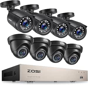 ZOSI 3K Lite 8CH Home Security Camera System,AI Human/Vehicle Detection,Night Vision,Remote Access,8pcs 1080p Weatherproof Outdoor Surveillance Bullet Dome Cameras,8Channel H.265+ CCTV DVR(No HDD) asin的图片