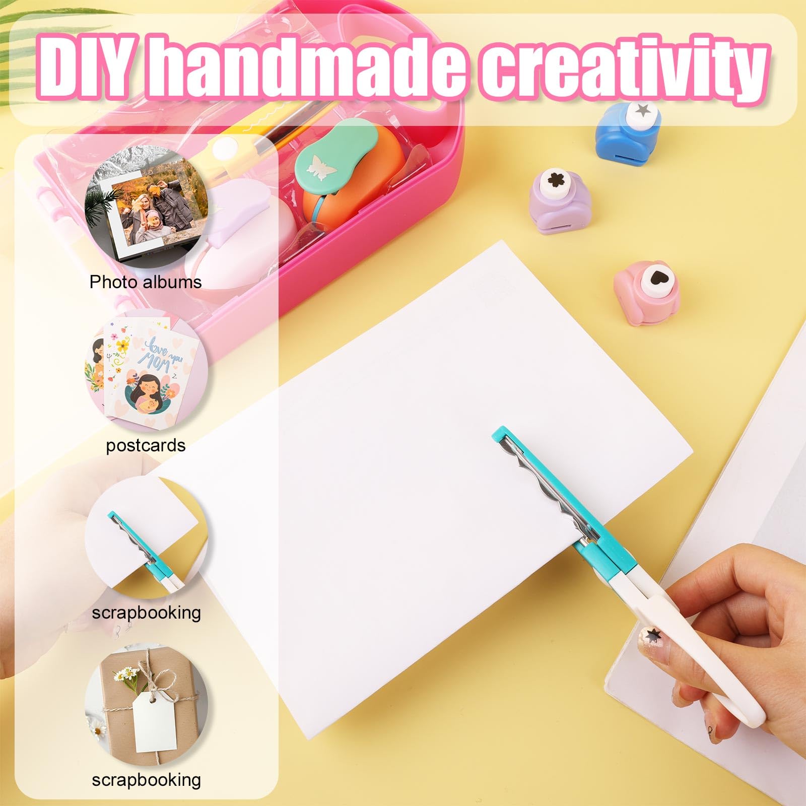 8pcs Craft Hole Punch Shapes Set for Kids Creative Kids DIY Puncher Craft Set including Scissors Flower Star Butterfly Heart Scrapbook Paper Punches Tool for Kids Confetti DIY Art Projects Gift - Image 3
