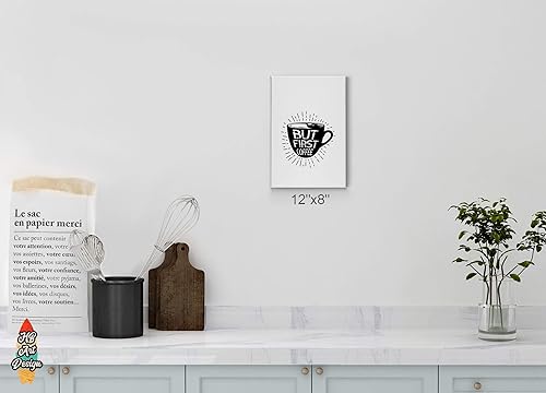 Miniatura 2 de HB Art Design But First Coffee Black and White Quote Mug Canvas Print Wall Art Coffee Bar Decor Coffee Signs Kitchen Wall Decor Dining Room