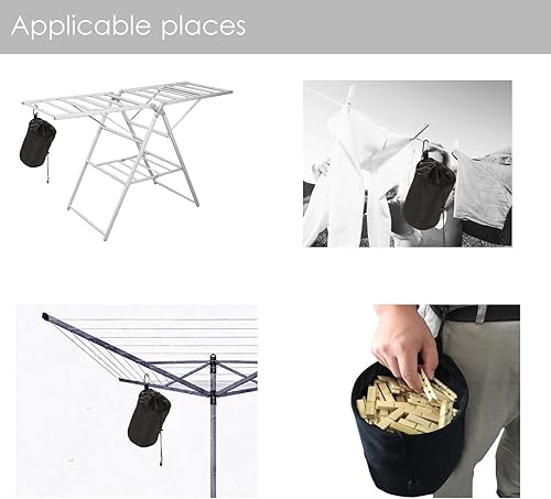 Miniatura 4 de VEAMOR - Bolsa para colgar la ropa, organizador de pinzas para ropa, a prueba de polvo, color azul marino