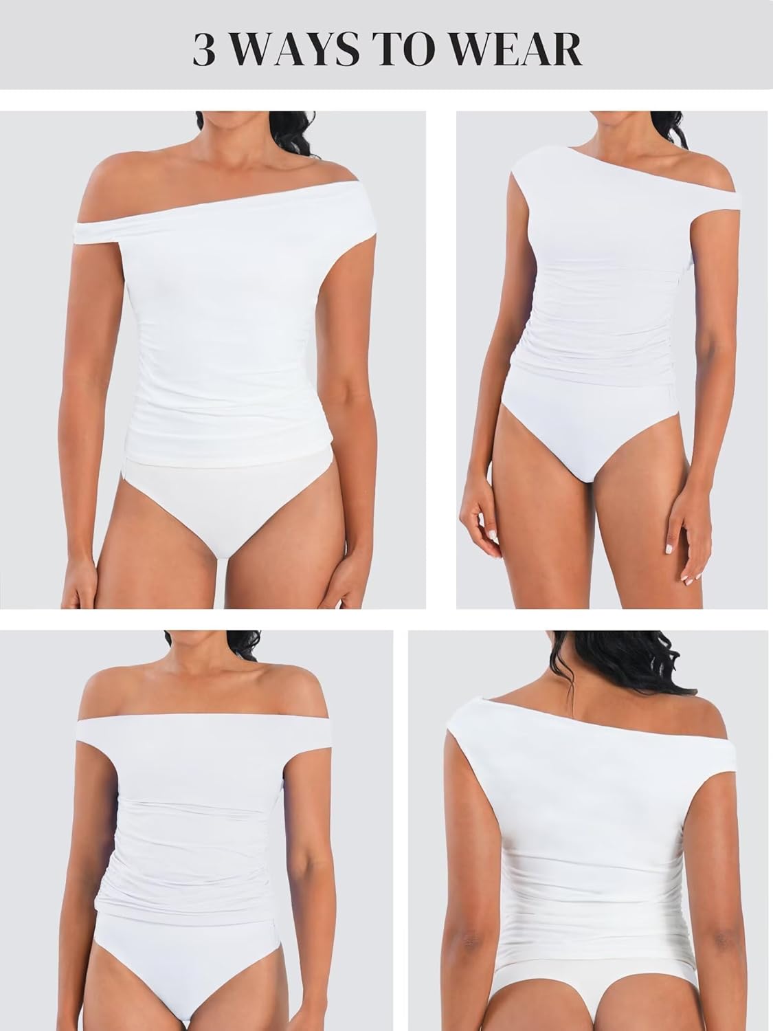 Sunzel Women's Off Shoulder Sleeveless Crop Top, Y2K Trendy Going Out Tank Shirt, Asymmetrical Neckline & Ruched Detail - Image 5