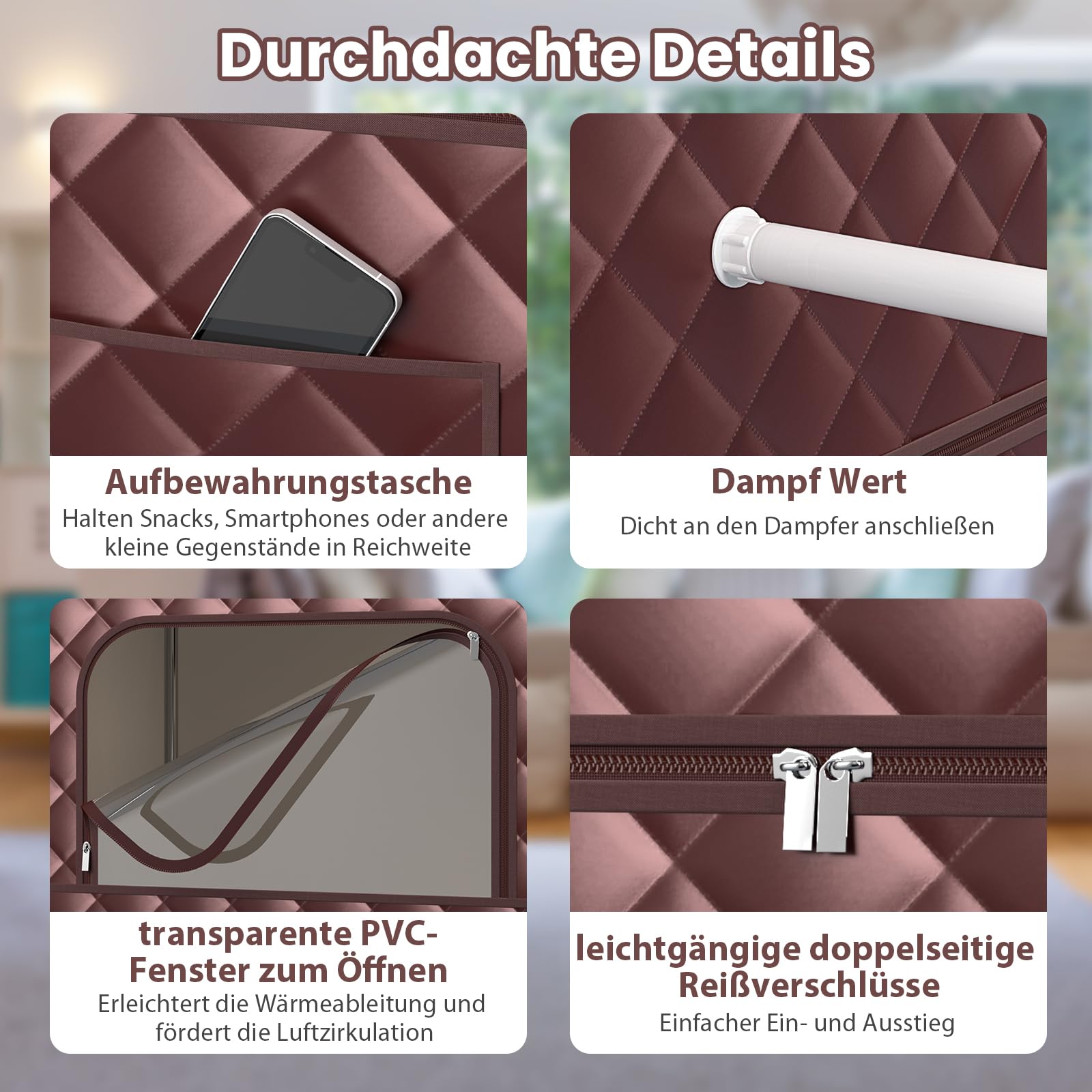 RELAX4LIFE Mobile Dampfsauna 3L, Heimsauna mit Fernbedienung&Saunastuhl, Sitzsauna mit 9 Temperaturstufen, Timer&Vernebelungsfunktion, Mini Sauna 1000W Verdampfer, Saunakabine 91x91x183cm (Kaffee)