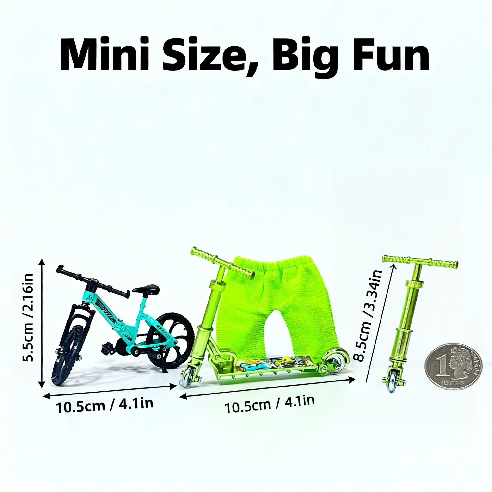 Copbopwn Metal Finger Scooter Set Interactive Detachable Finger Skateboards with Pants Shoes for Kids Adults Mini Two Wheel Finger BMX for Finger Tricks Training Desk Decor Party Favours (Set 2) - Image 2
