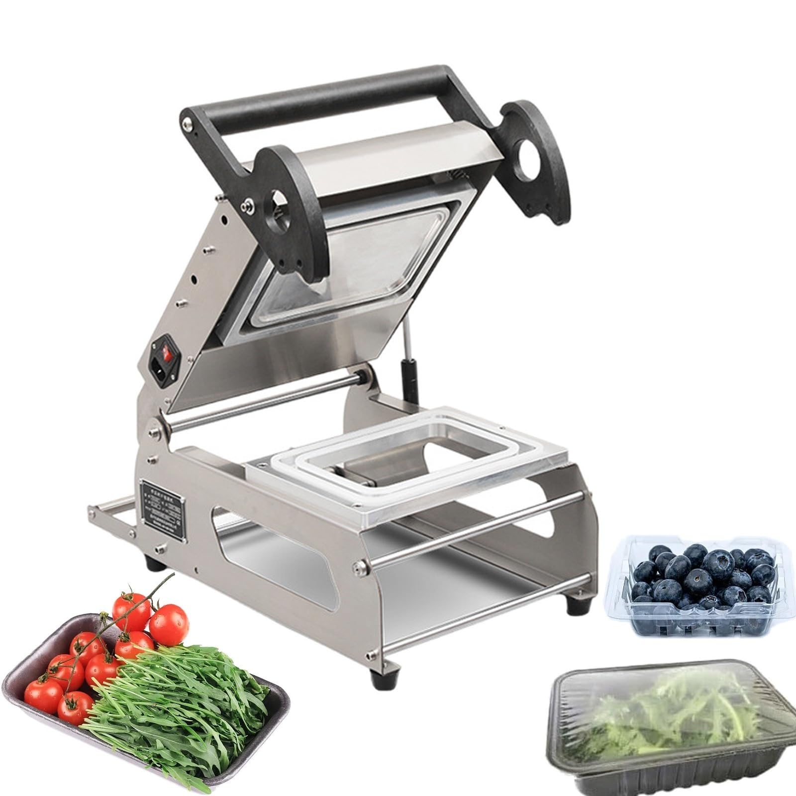 Macchina semiautomatica di sigillatura a caldo per vassoi alimentari, sigillatrice per scatole di pranzo a mano per imballaggi di verdure, frutta, carne, pesce