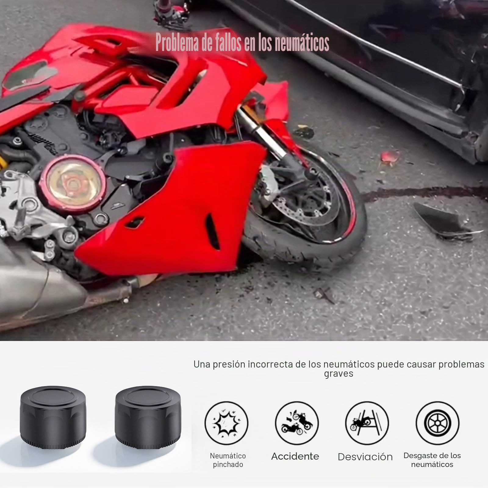 OBEST Sistema de Control de Presión de Neumáticos, Motocicleta TPMS con Aplicación, 2 Sensores Externos, Bluetooth 5.0, Inalámbrica y Detector de Temperatura, Compatible con iOS y Android