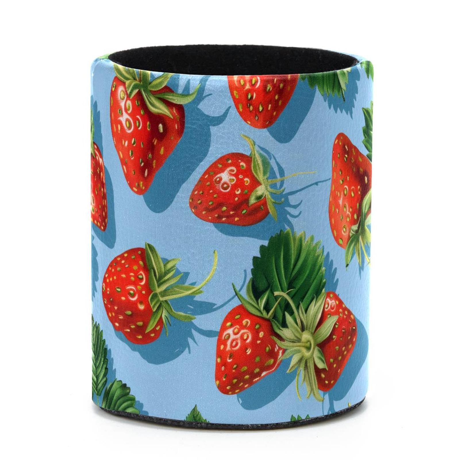 VAPOKF Round Pencil Holders for Desk, Strawberries Pen Holders Pen Pot Makeup Brushes Storage Desktop Stationery Supplies Organiser for Home Office