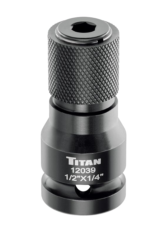 Adaptador de troca rápida Titan 12039 com acionamento quadrado de 12,7 mm para ponta sextavada de 6,35 mm