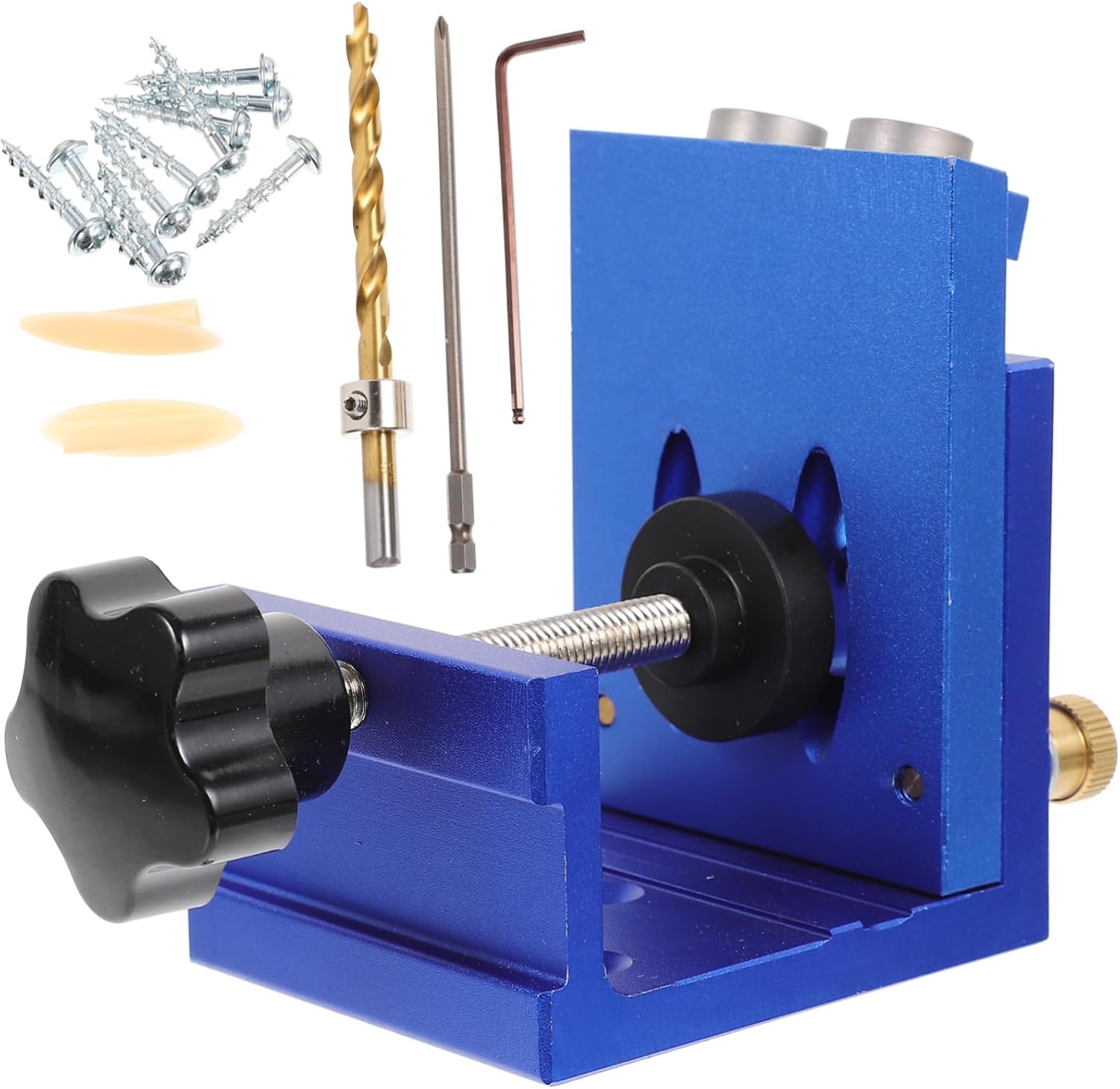 1set Pocket Hole Jig Kit Woodworking Tool Angle for Precise Drilling Compatible Wood Thickness and Construction