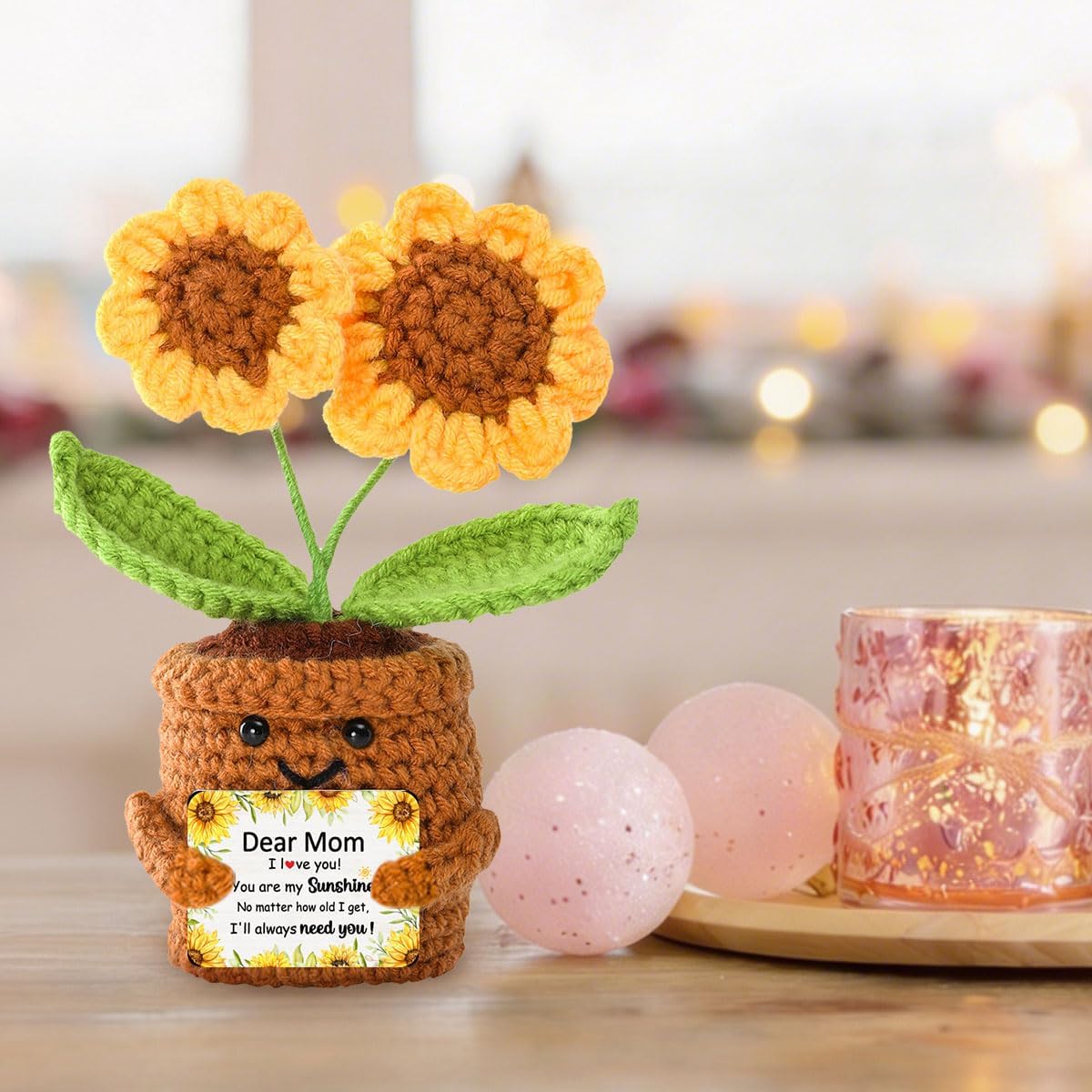 Crochet Sunflowers Gifts for Mom from Daughter Son,You are My Sunshine Emotional Support Sunflower Gifts Thank You Gift for Mom Birthday Christmas Mothers Day