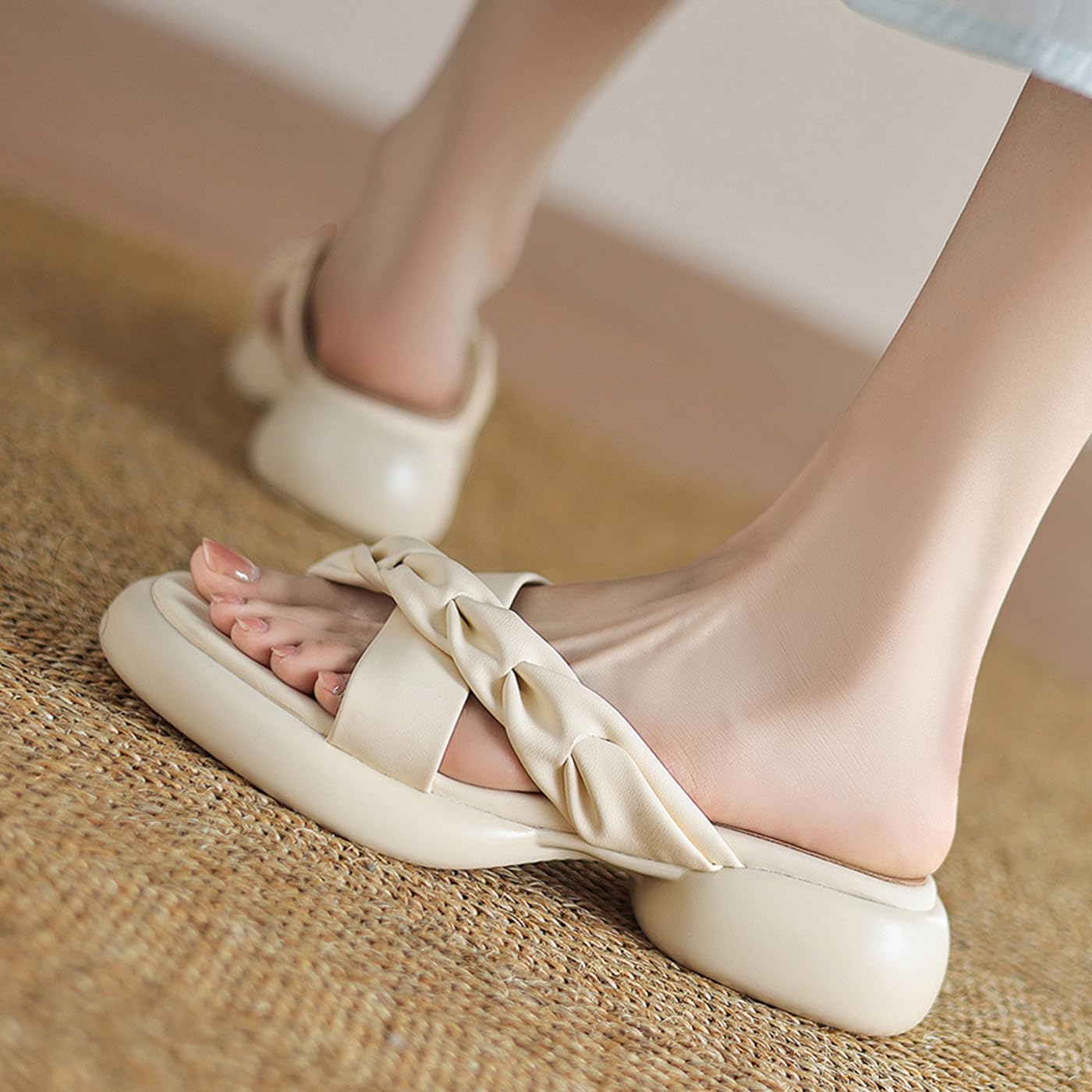 Sandali Donna Suola Spessa Punta Aperta Tonda 4 cm | Design casual, Fodera PU, Suola gomma, Platform 4 cm, Estate