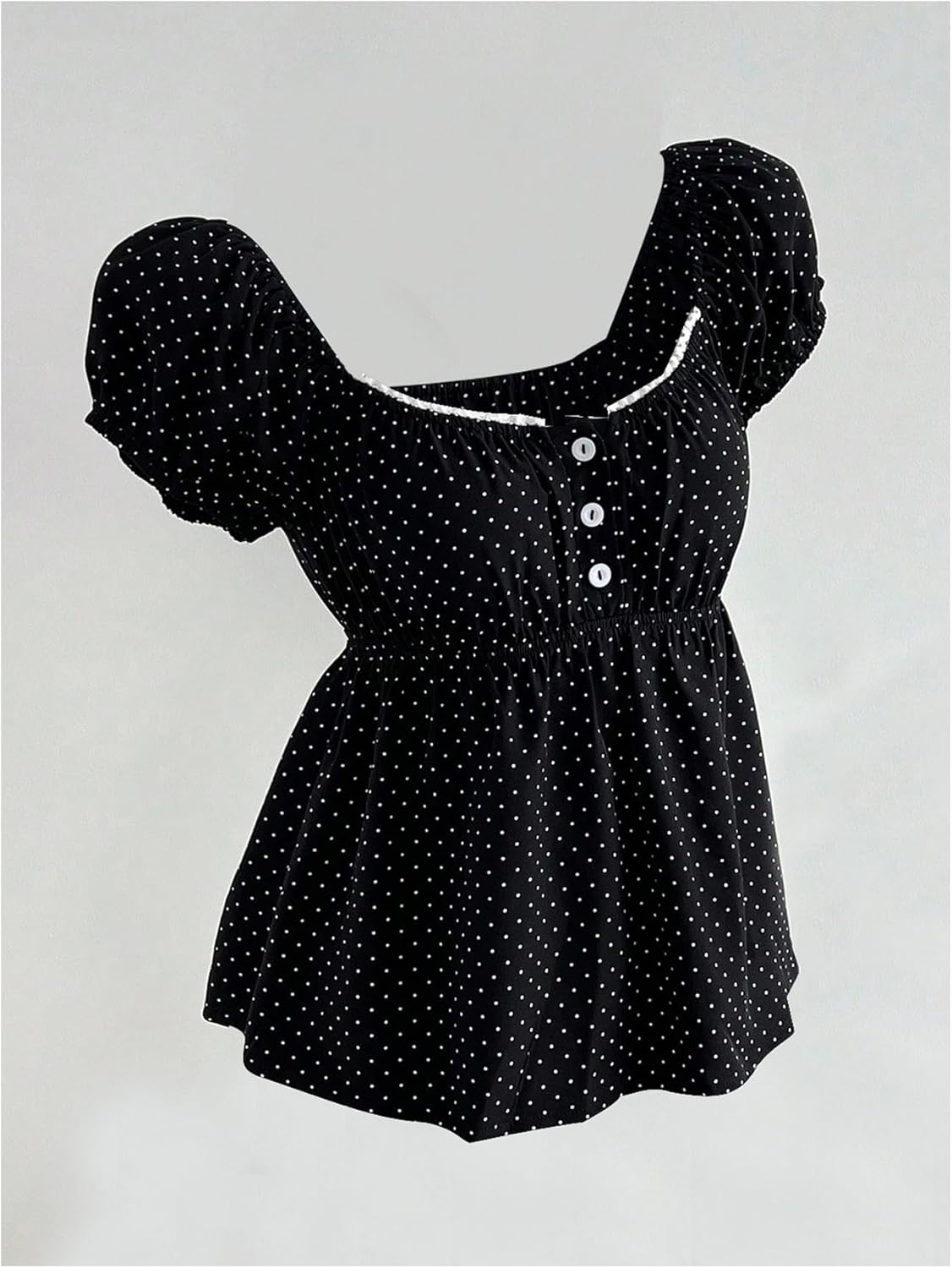 Verdusa Women's Peplum Tops Polka Dots Cute Summer Going Out Babydoll Tops - Image 2