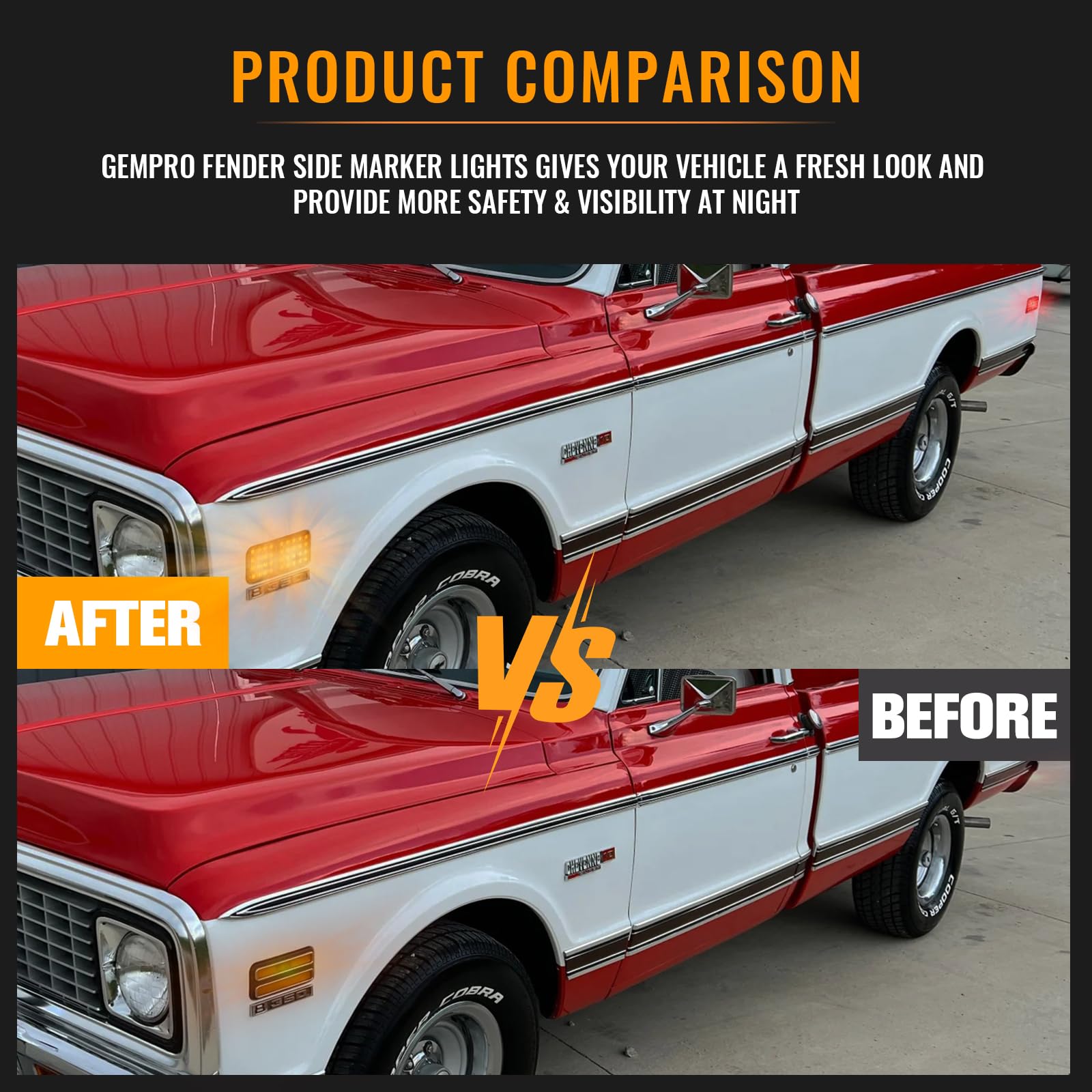 Amazon.com: Gempro LED Side Marker Lights for 1968-1972 Chevy C10
