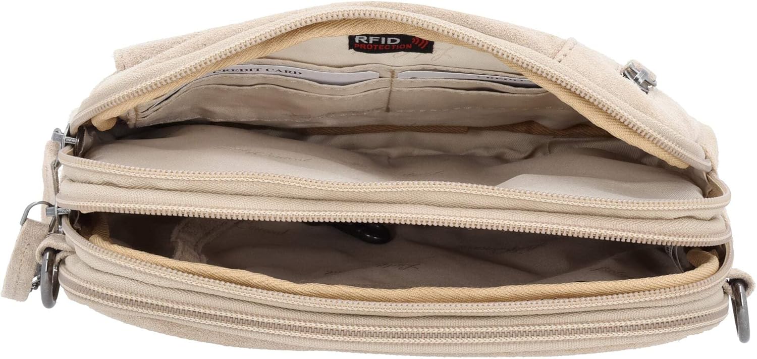 Lady Conceal Suede Leather Hadley Compact Handbag for Women with Universal Holster and Locking Zippers - Image 8