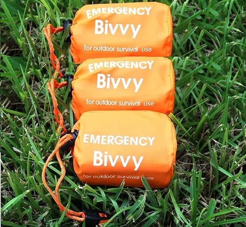 Paquete de 3 sacos de dormir térmicos de emergencia, manta de supervivencia con silbato, impermeable, ligera, de supervivencia, cobija, para
