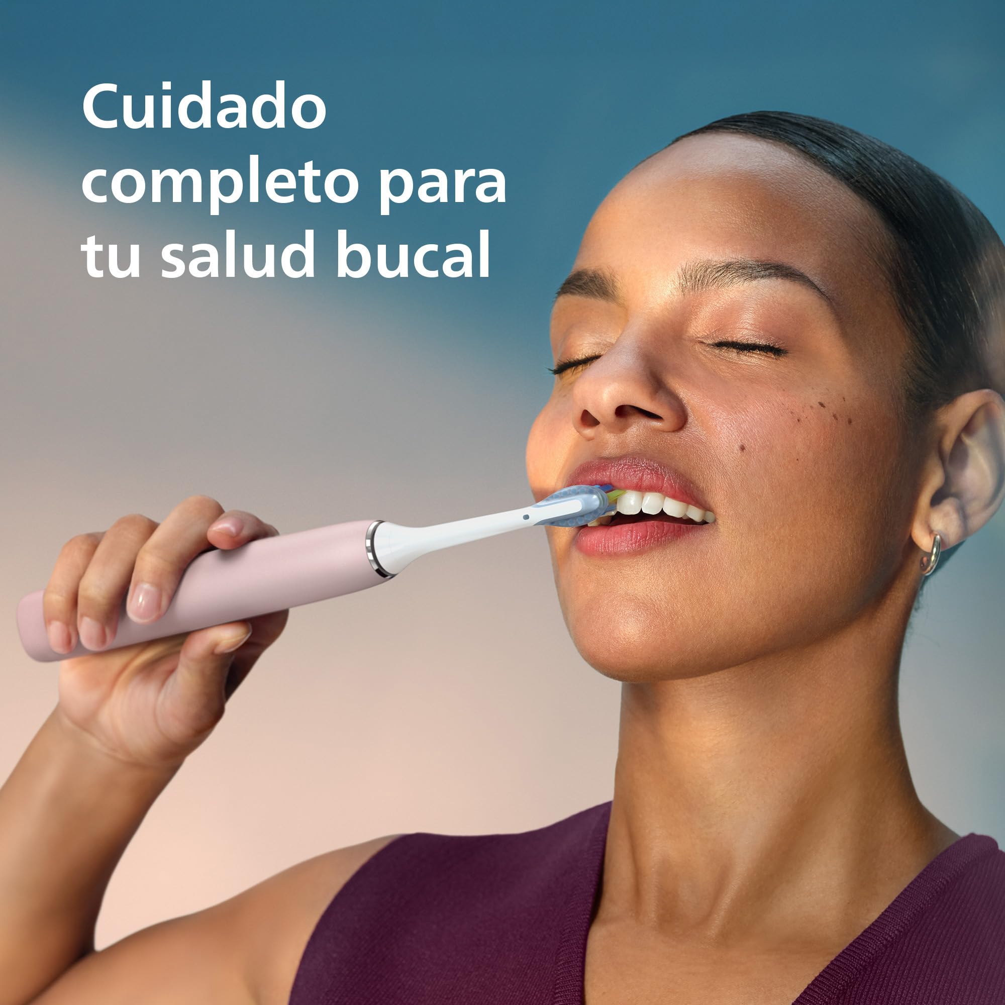 Philips Sonicare DiamondClean 9000 cepillo dental eléctrico, sónico con aplicación, sensor de presión, 4 modos de cepillado, vaso de carga y estuche de viaje USB, rosa, HX9911/29