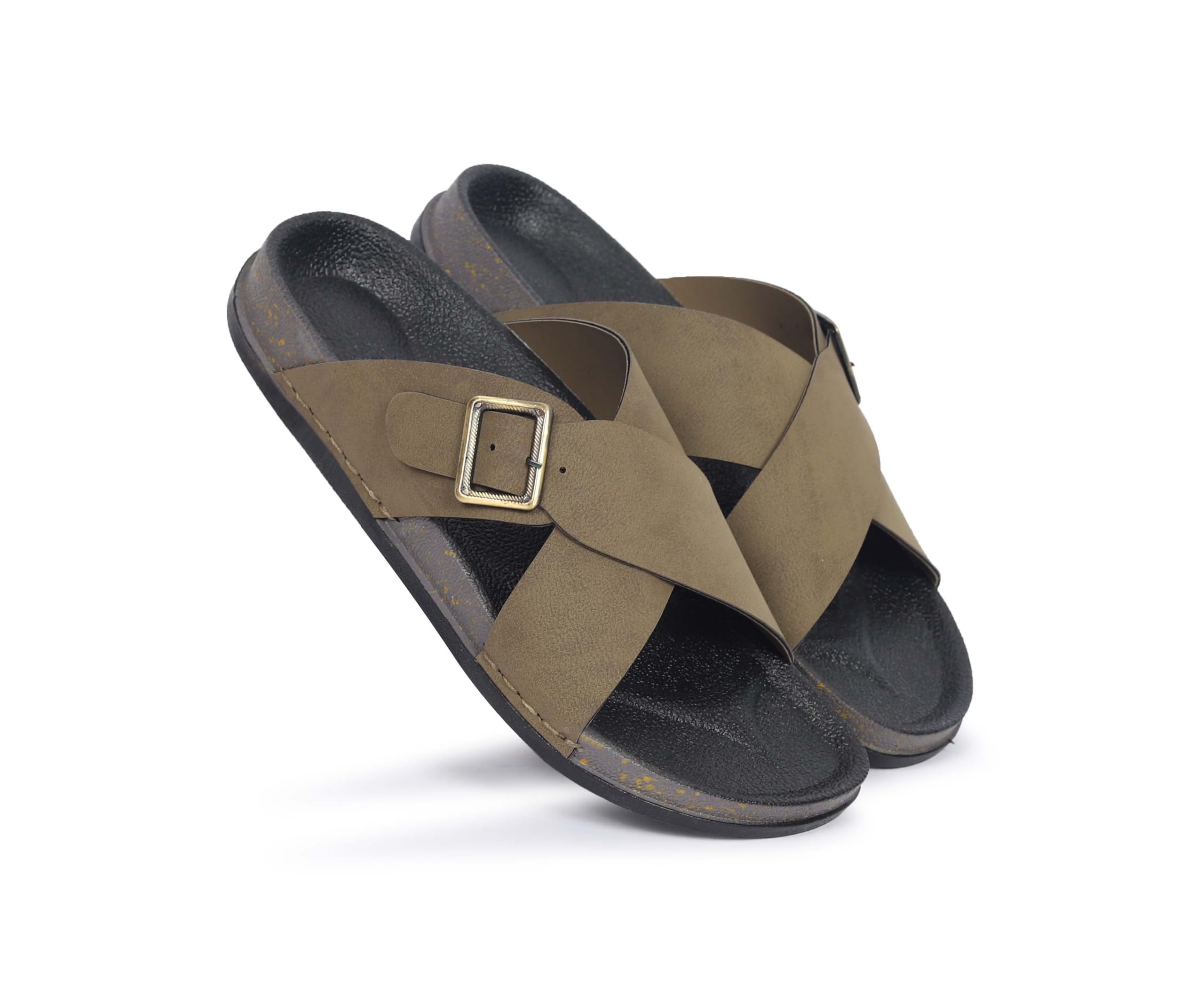 Men's Synthetic Slip-On Sandals for Men | Berkin-Style Slip-On Casual Sandal with Open Toe Design | Comfortable Arch Support & Lightweight On-Grip Sole for Outdoor Wear|Men Open Toe Buckle Strap Sandals| Summer Slip-On Slipper|Perfect For Monsoon Rainy Season-image-14