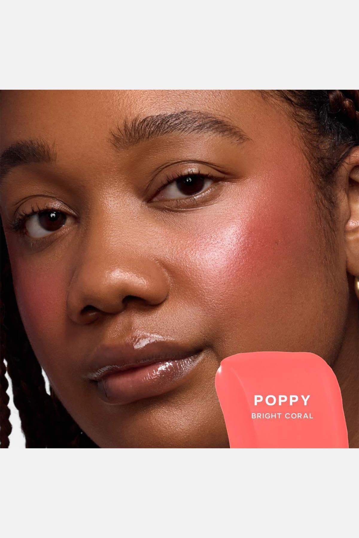 Saie Blush Dew - Blush Light Liquid con un acabado en crema mezclable y edificable - Tinte de mejillas rocío con aplicador de maquillaje Doe Foot Wand - Rubor coral