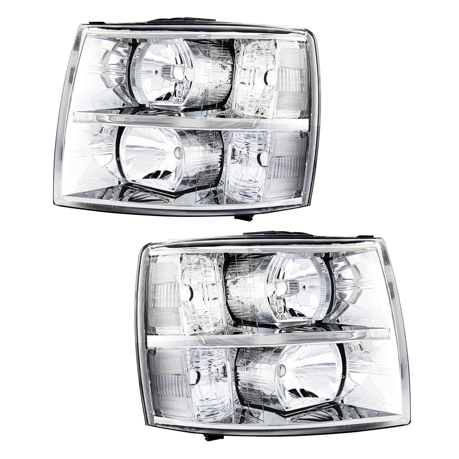 Photo 1 of KAX Headlight Assembly,Chrome Headlights Compatible with Silverado 1500 2007-2013,Silverado 2500 HD 2007-2014,Silverado 3500 HD 2007-2014 Clear Reflector Color Clear Lens Color #06