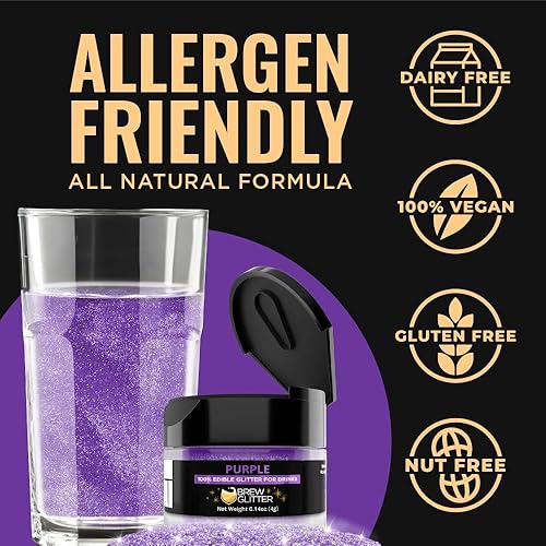 Miniatura 159 de Brew Glitter - Purpurina comestible para bebidas, cócteles, cerveza, adornar bebidas Certificado Kosher y Halal 100% comestible y de grado Azul
