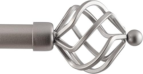 Miniatura 2 de Exclusive Home Torch - Barra de cortina de 1 pulgada y juego de remates a juego, plata mate, ajustable de 36 a 72 pulgadas