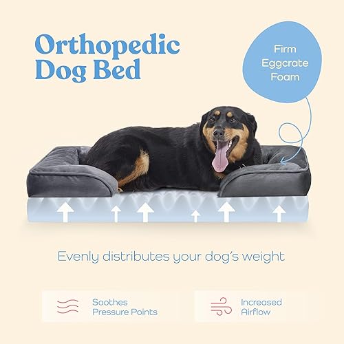 Miniatura 3 de Sofá cama ortopédica para perros, cama ultra cómoda para perros grandes, cama transpirable e impermeable, sofá cama de espuma de huevo con soporte