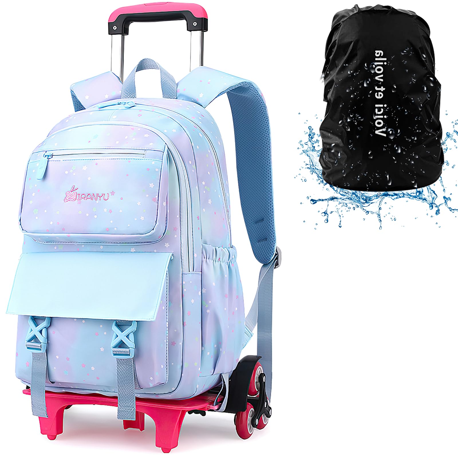 Voici et Voila Mochila con Ruedas Escolar Niña Mochila Trolley Carro Mochila Infantil Ruedas Primaria Bolsas Escolares Azul 30x18x45