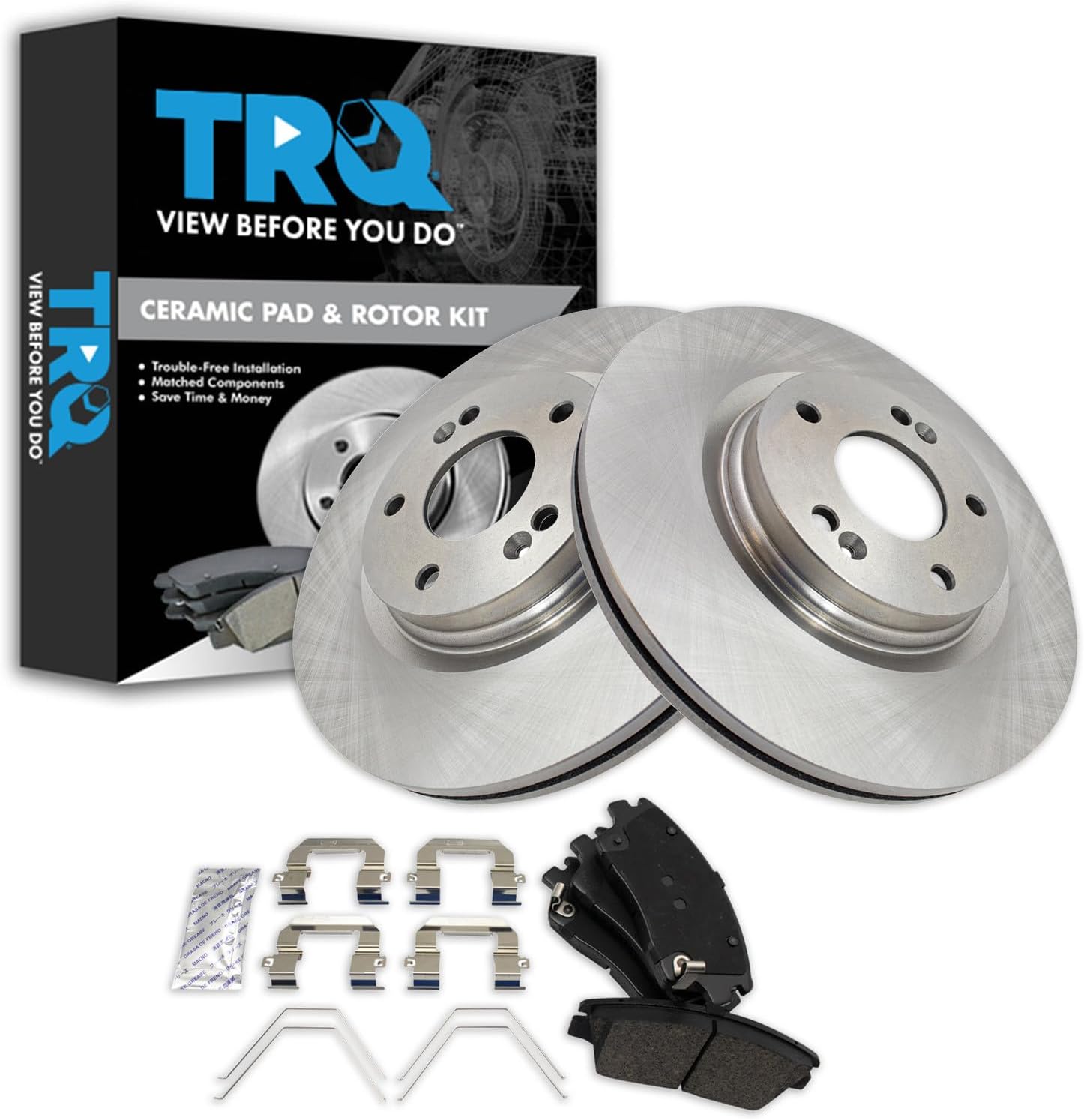 TRQ Front Brake Pad and Rotor Set Ceramic Vented Rotors 12.01 in 5-Lug for 2017-2020 Hyundai Elantra 2016-2021 Tucson 2017-2021 Kia Sportage